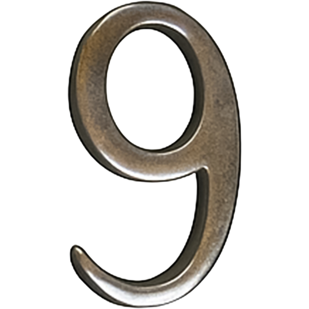 Golden Grace Polished Gold Finish Self Adhesive Door Numerals No 9 75mm Image 2