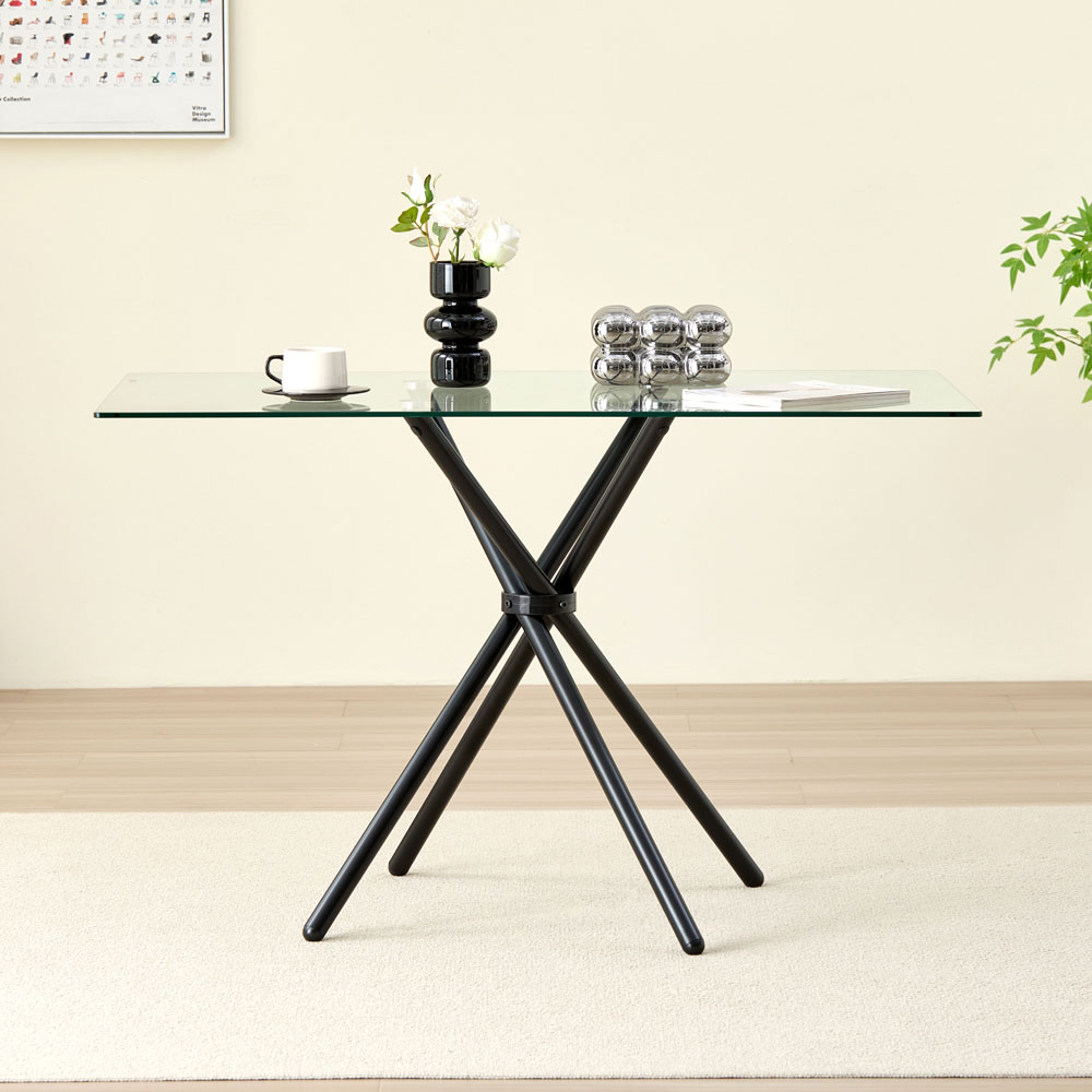 Indoor Living Miami 4 Seater Rectangle Glass Dining Table Image 6