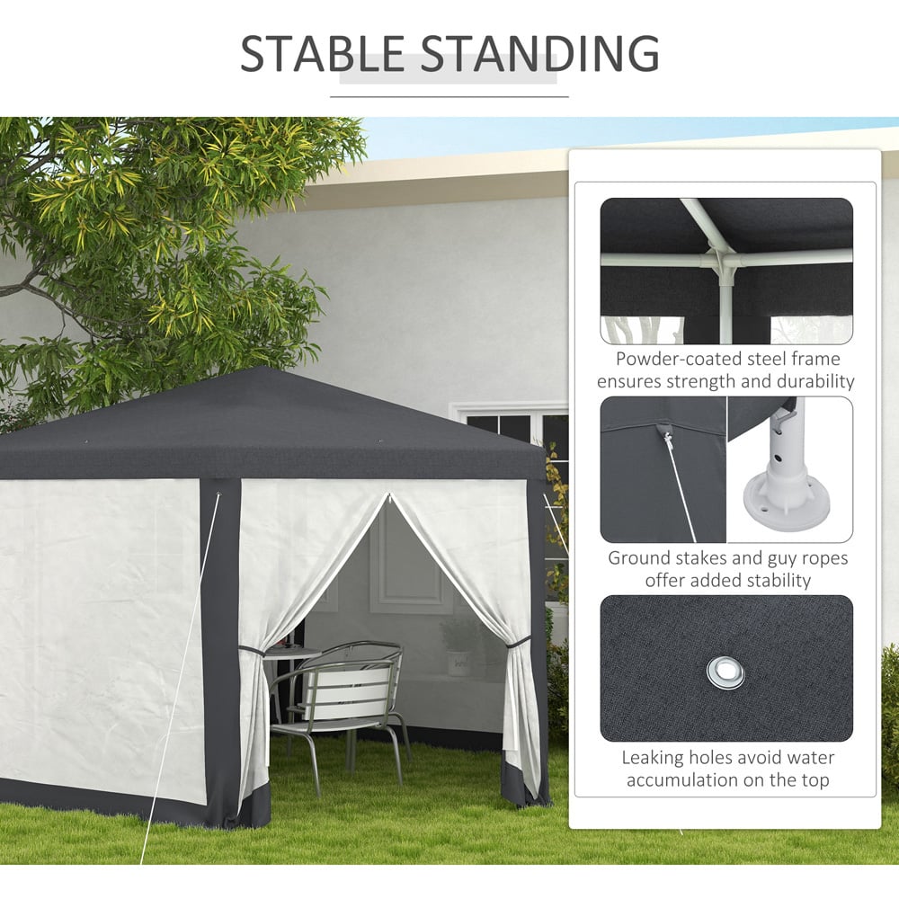 Outsunny 2 x 2m Dark Grey Hexagonal Gazebo Image 6