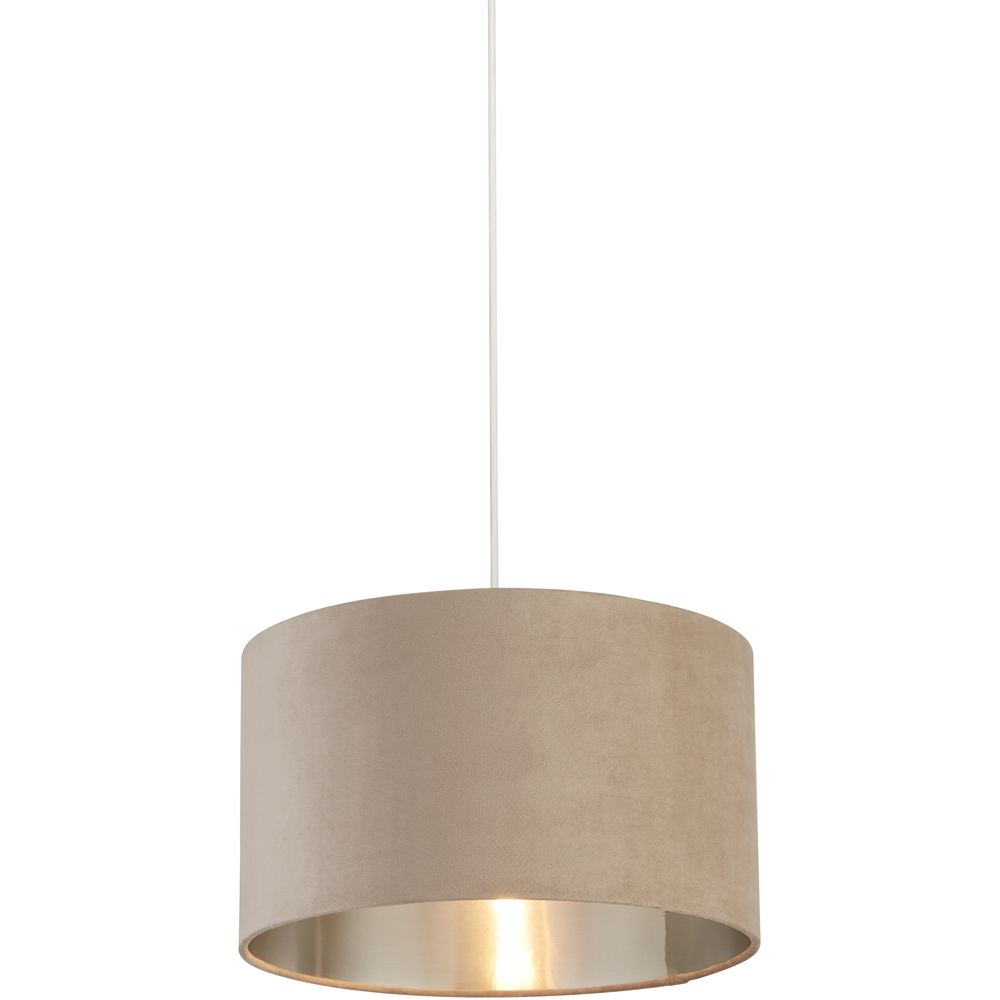 Lighting Collection Taupe Silver Inner Velvet Drum Shade 38cm Image 3