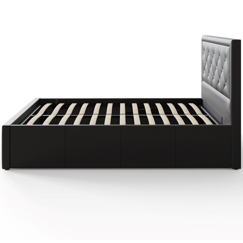 GFW Hollywood King Size Black Gas End Lift Ottoman Bed with Buttoned Headboard Image 3