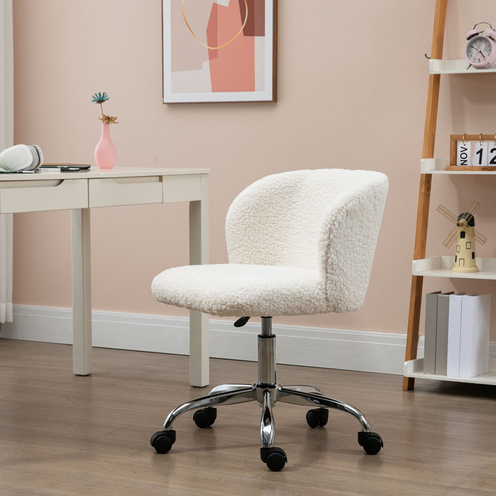 Portland White Swivel Office Chair with Adjustable Height and Wheels Image 5