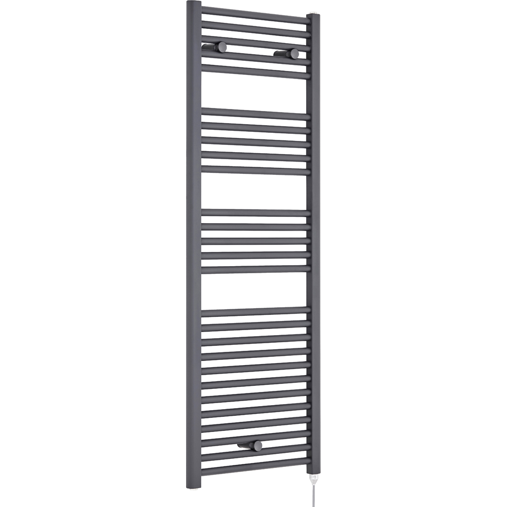 nuie Anthracite 750W Round Electric Towel Rail 1375 x 480mm Image 1