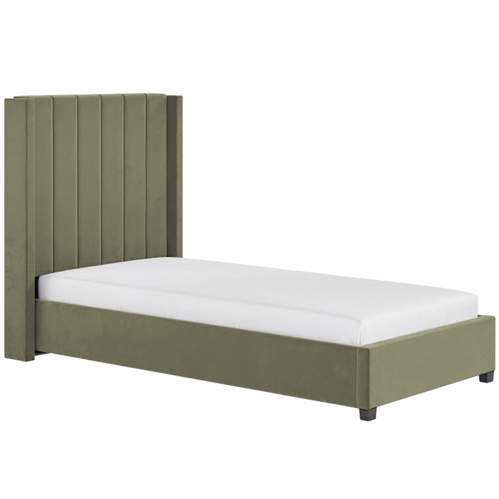 Flair Tiggy Single Khaki Velvet Ottoman Bed Image 2