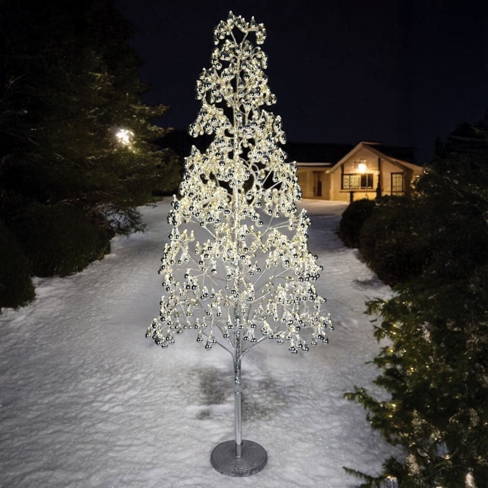 Xmas Haus 1000 Warm White Micro LED Pre-Lit Artificial Christmas Tree with Silver Baubles 6ft Image 2