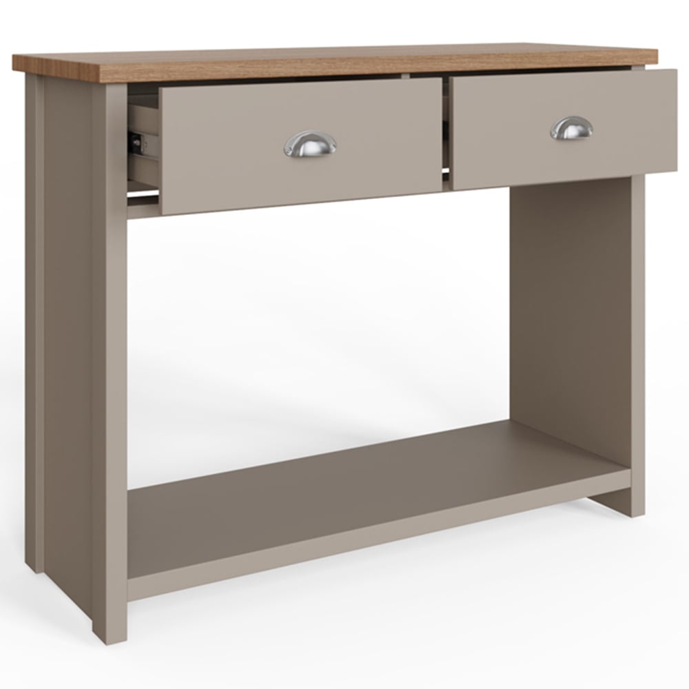 GFW Lancaster 2 Drawer Grey Console Table Image 4