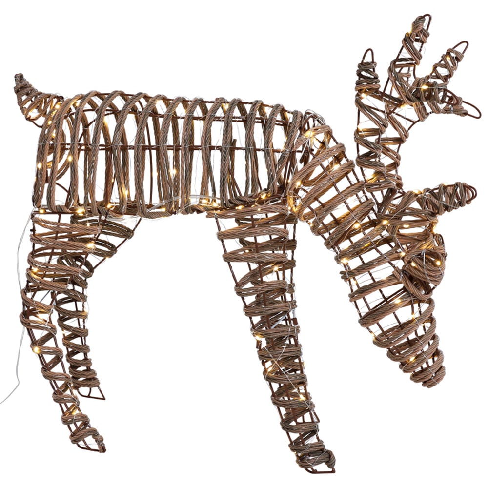 Charles Bentley Small Rattan Light Up Reindeer Christmas Decoration 60cm Image 2