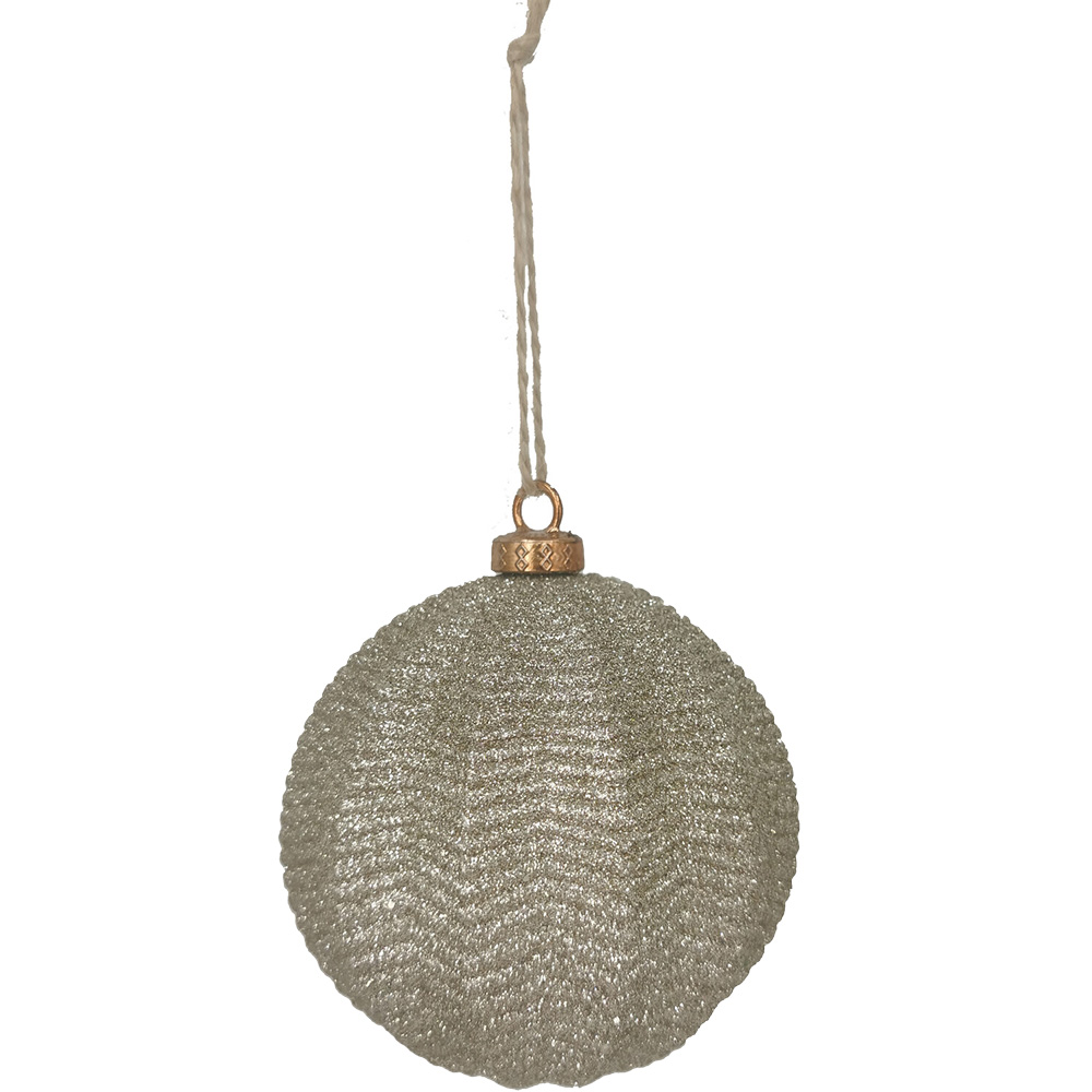 Single Royal Emerald Glitter Ridged Hanging Bauble in Assorted styles Image 2