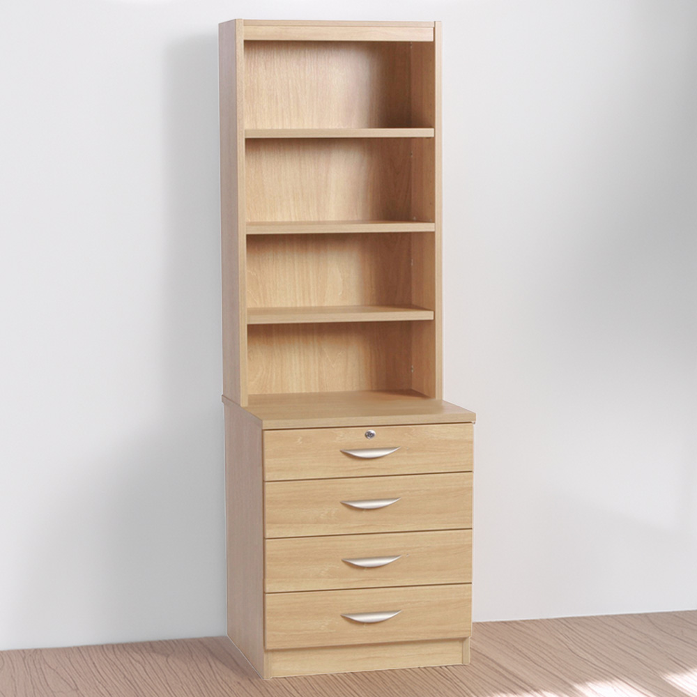 R White Cabinets 4 Drawer 4 Shelf Brown Chest of Drawers Image 1