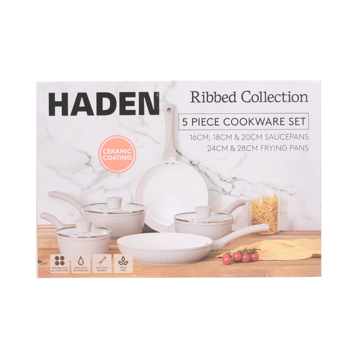 Haden 5 Piece Ribbed Cookware Set Grey Image 9