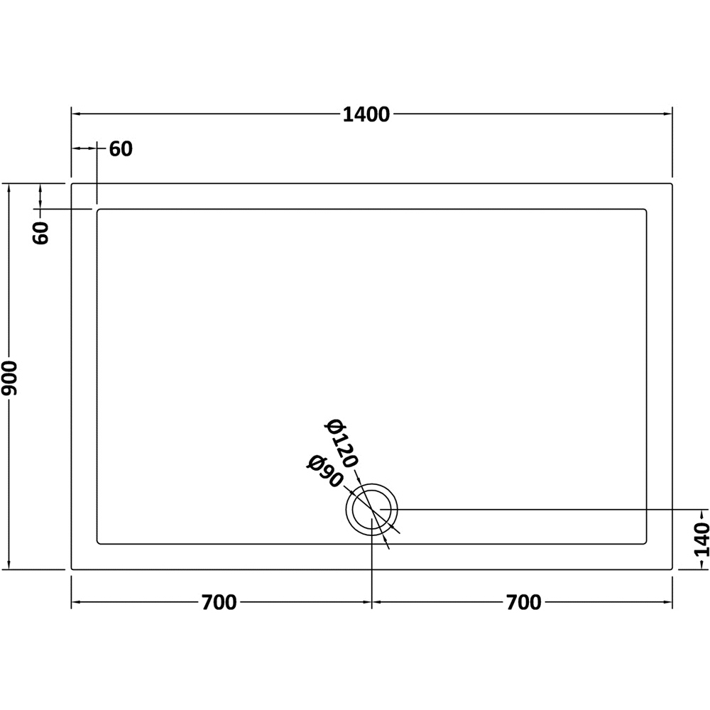 nuie Slate Grey Rectangular Shower Tray 1400 x 900mm Image 2