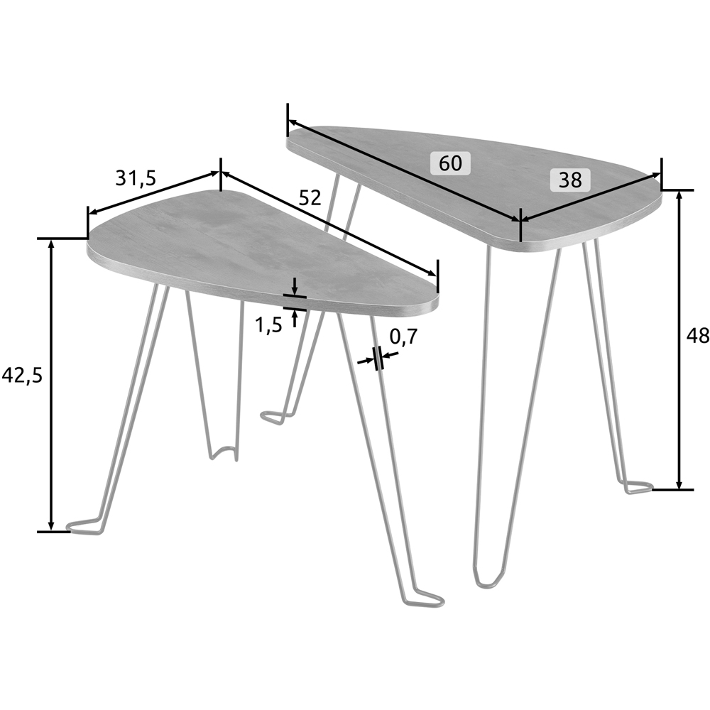 tectake Richmond Dark Rustic Wooden Nest of Tables Set of 2 Image 9