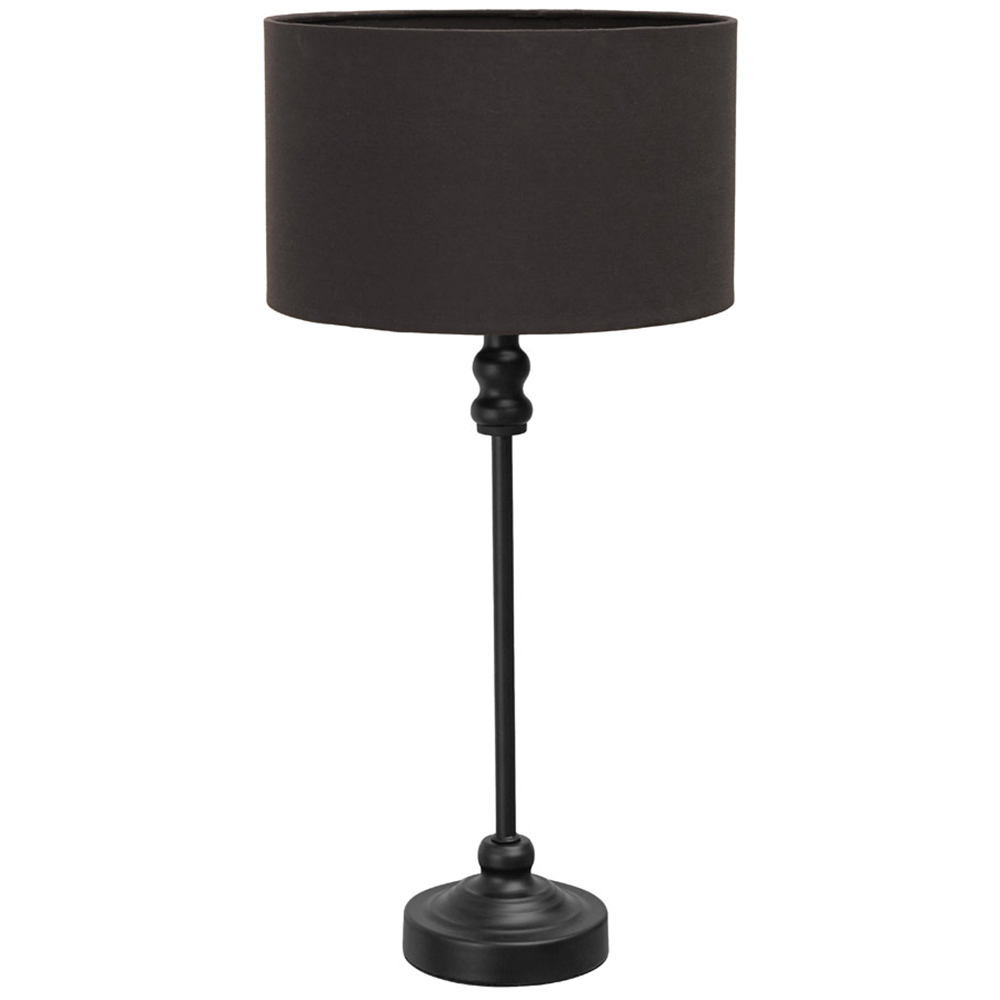 ValueLights Maggie Charcoal and Black Drum Shade Candlestick LED Table Lamp Image 1
