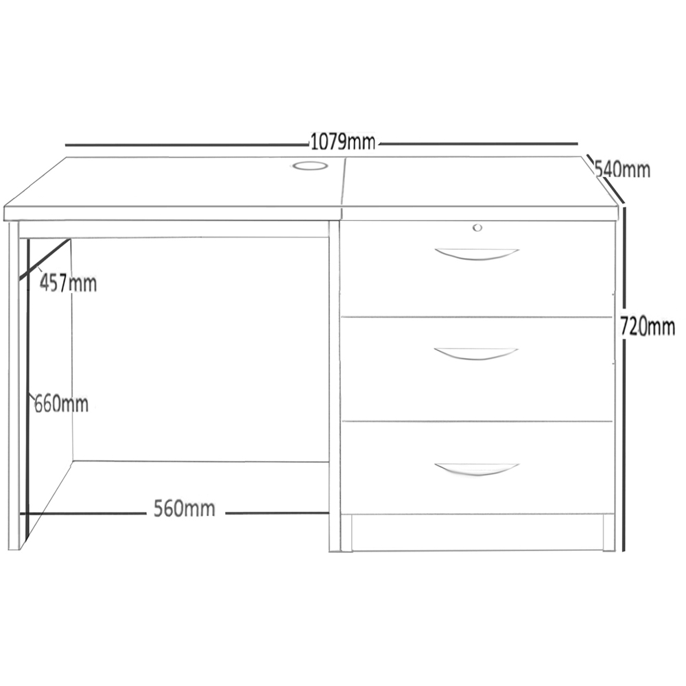 R White Cabinets 3 Drawer Black Set-03 Desk Image 5