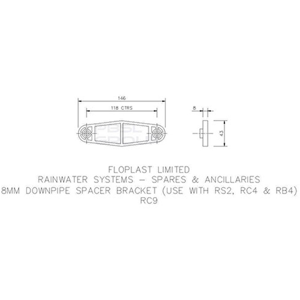 FloPlast Round Downpipe Spacer Bracket Black 8mm Image 2