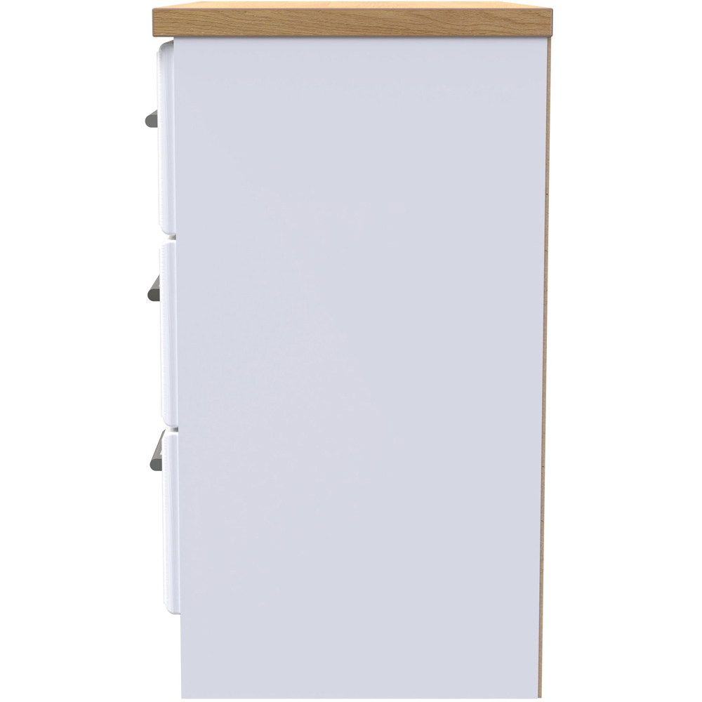 Crowndale Kent 3 Drawer White Ash and Modern Oak Chest of Drawers Ready Assembled Image 3