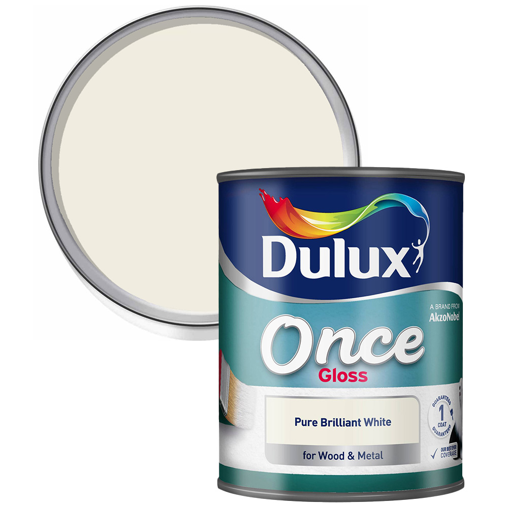 Dulux Wood & Metal Pure Brilliant White Gloss Paint 750ml Image 1