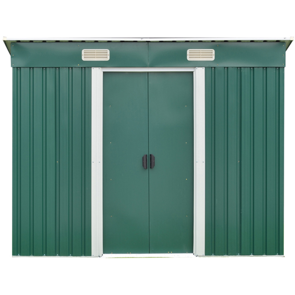 Living and Home 4 x 6ft Double Door Green Metal Garden Shed with Foundation Image 3