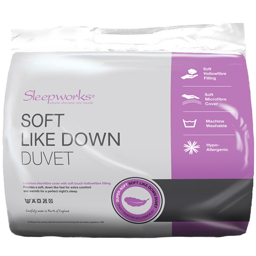 Sleepworks Single White Soft Like Down Duvet 10.5 Tog Image 1