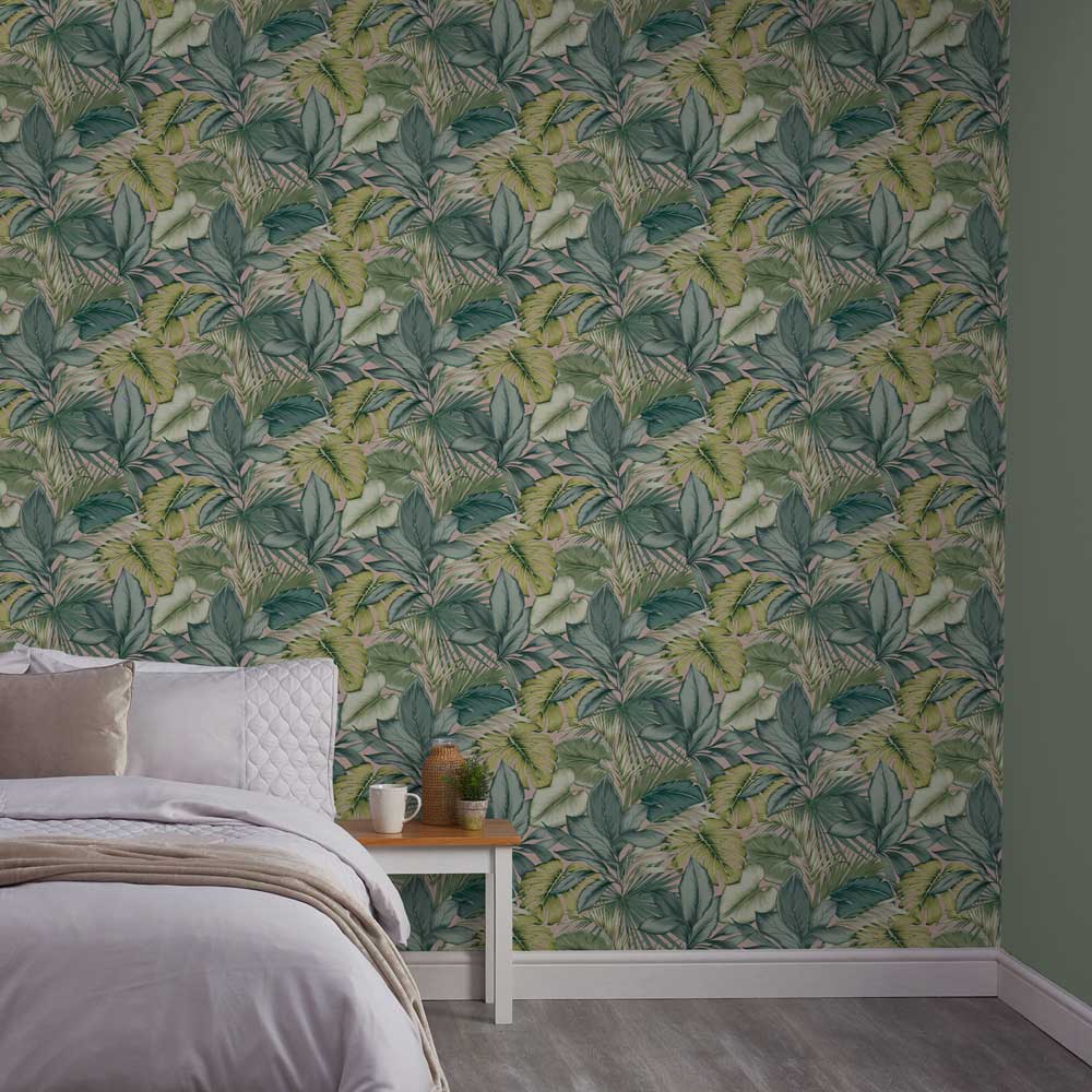 Fresco Tropicana Dark Green Wallpaper Image 2