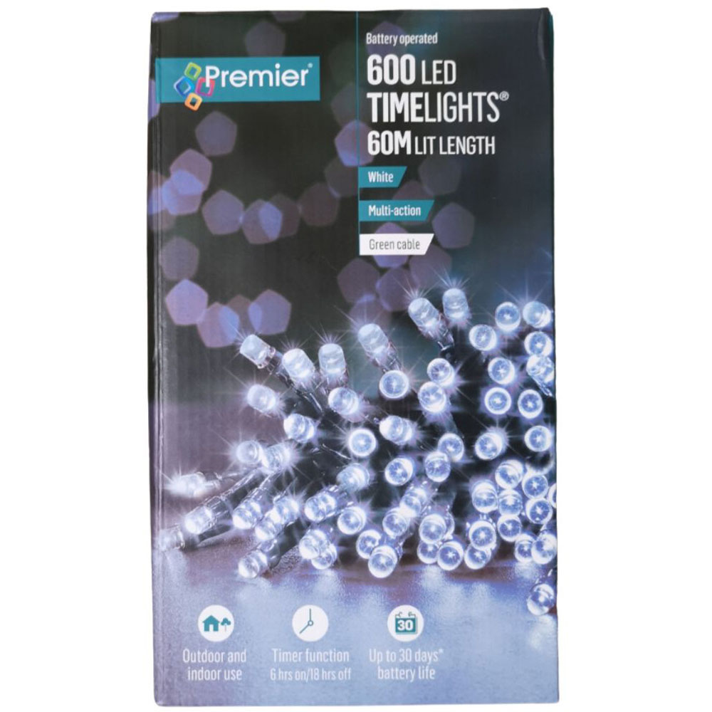 Premier TimeLights 600 Cool White LED Multi-Function Christmas String Light 60m Image 3