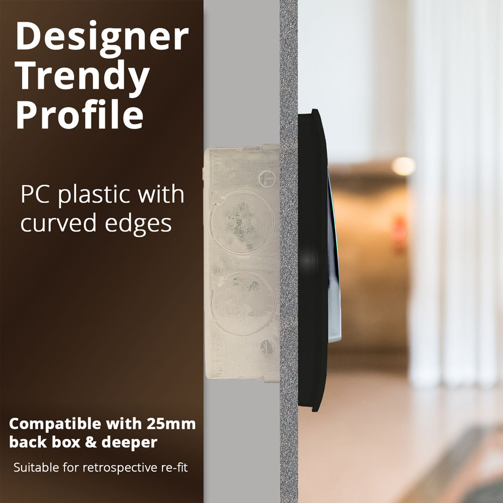 Trendi Switch 1 Gang 1 or 2 Way Piano Black Rocker Light Switch 2 Pack Image 6