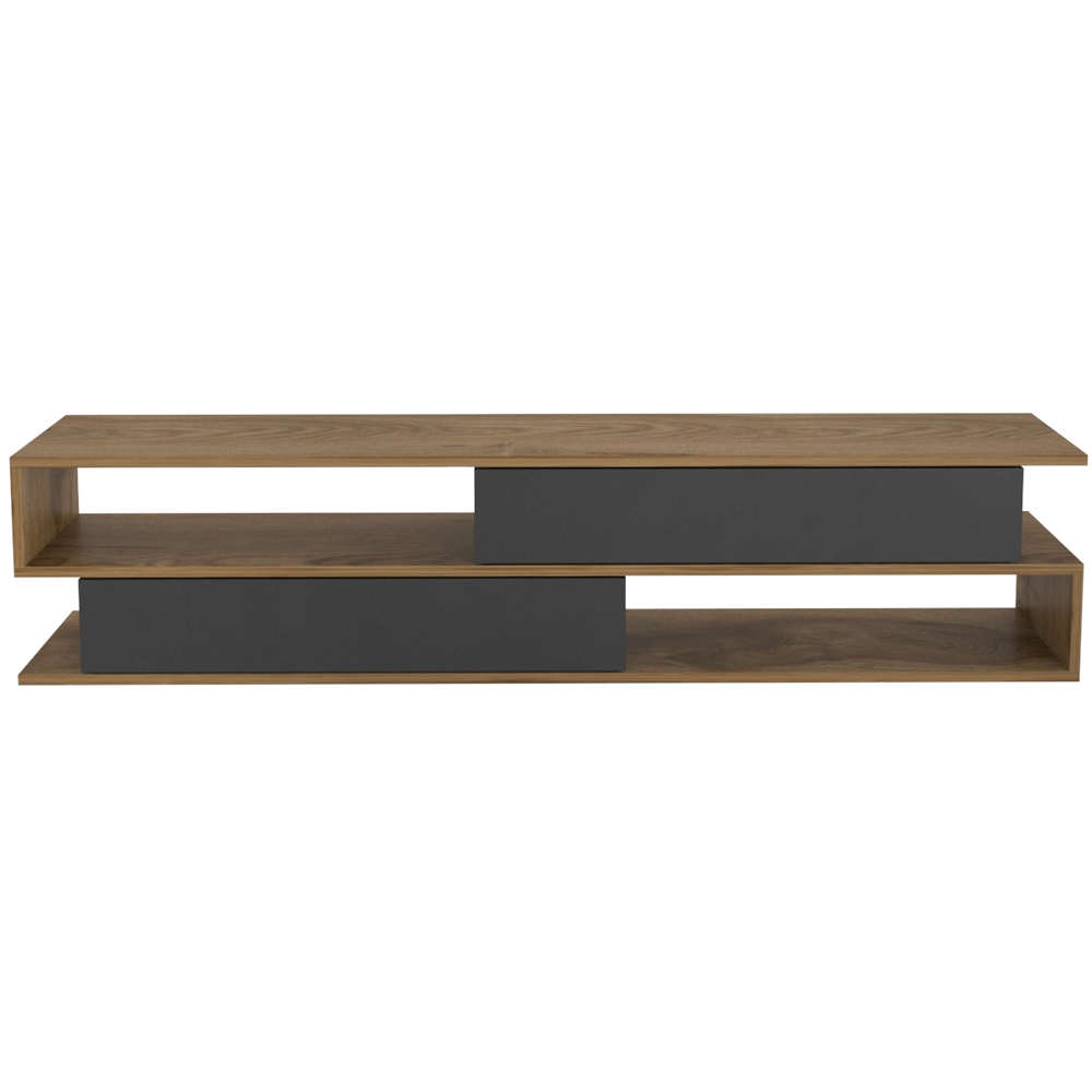 Decorotika Cortez 2 Door 2 Shelf Black and Oud TV Unit Image 3