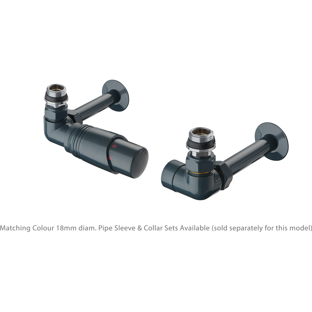 Terma Cylindrical Anthracite 3-Axis Thermostatic Radiator Valve and Lockshield Set Image 3