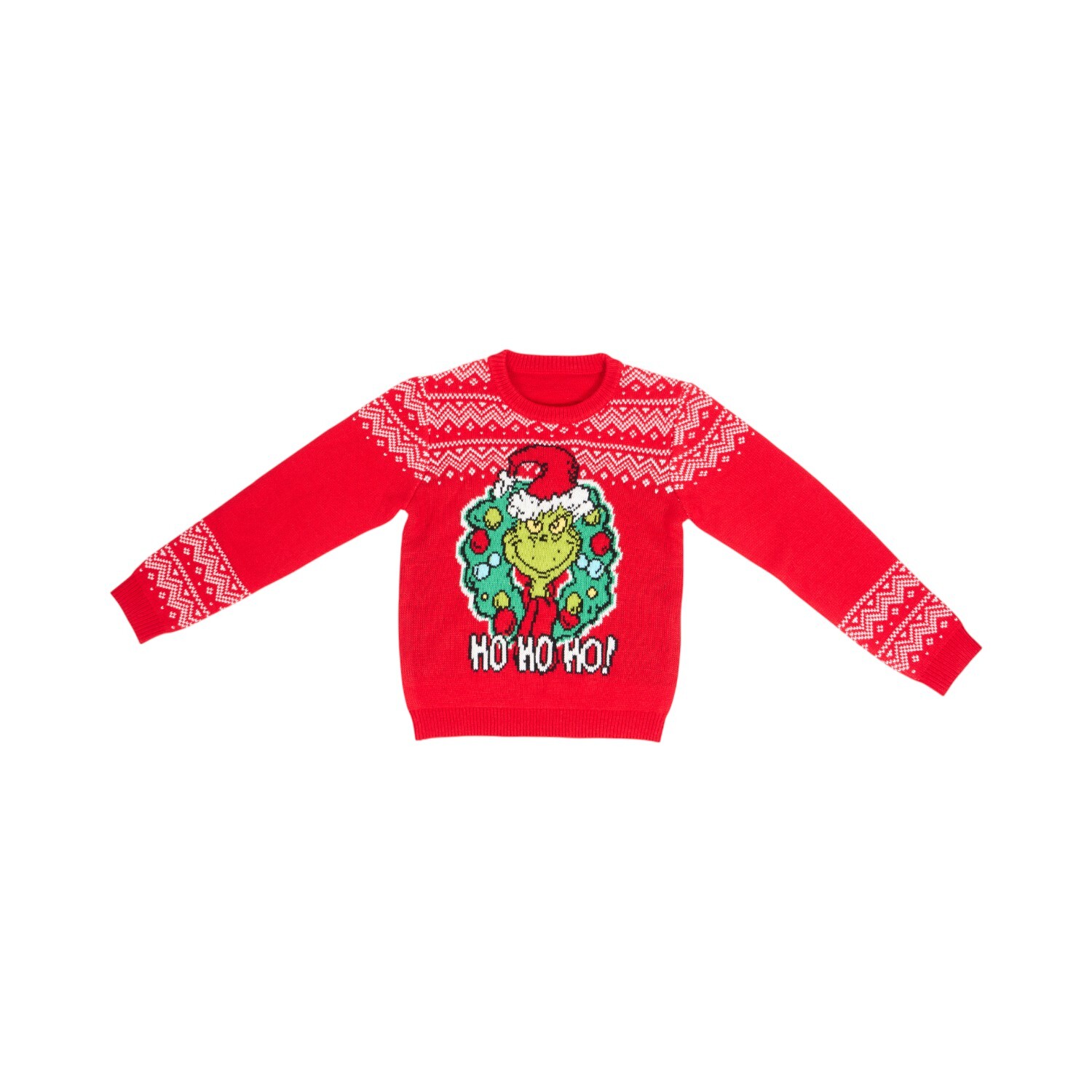 Kids Grinch Wreath Jumper Red Image 3
