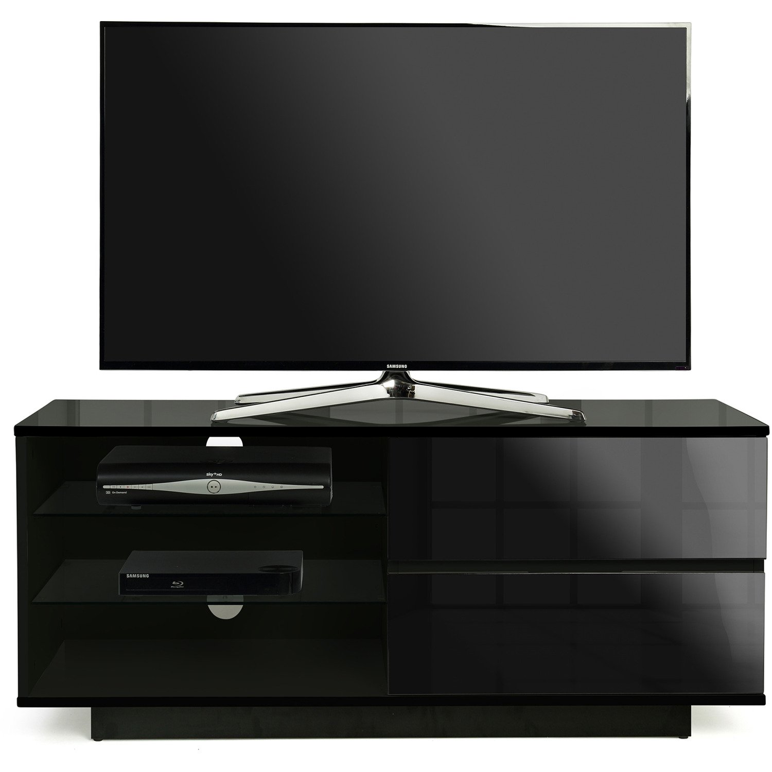 Centurion Supports Gallus 2 Drawer 3 Shelf Gloss Black TV Unit Image 4
