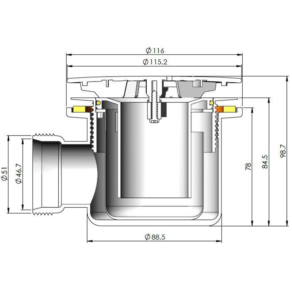 nuie Matt Black and Brass Fast Flow Shower Waste Image 2