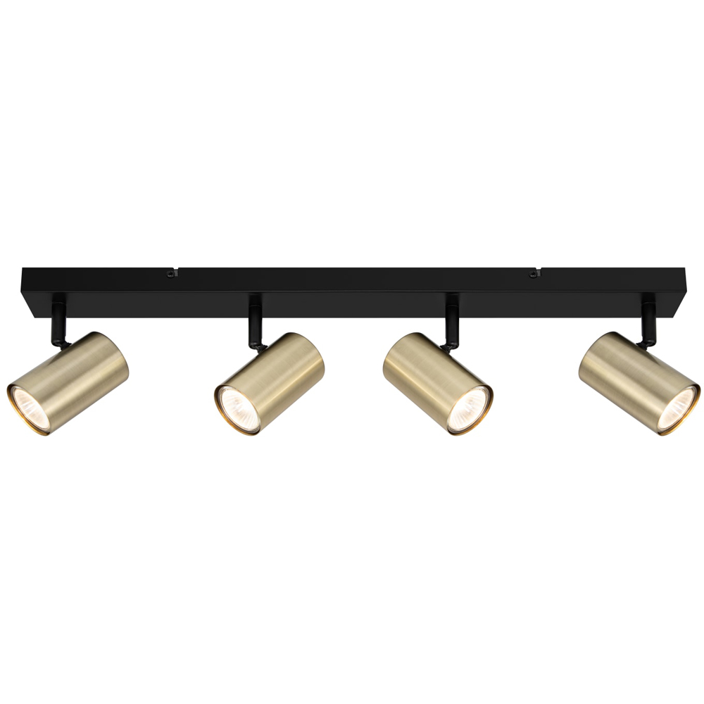 Cosylyte Grafton Brushed Brass 4 Light Spotlight with Matt Black Base Image 3