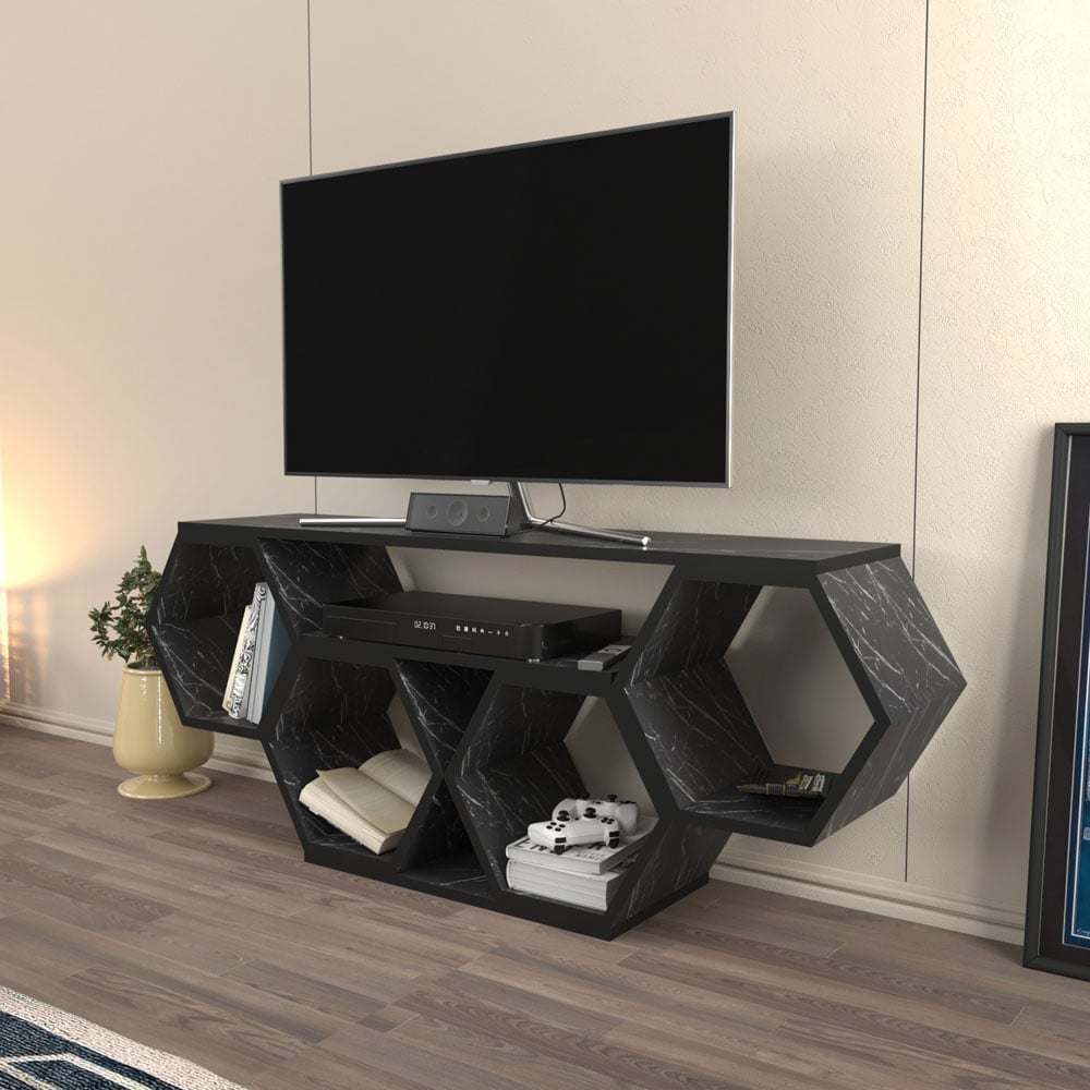 Decorotika Honey Full Bendire Wide Hexagonal TV Unit Image 3