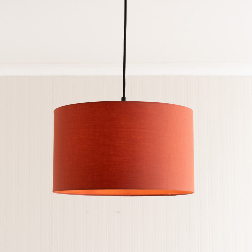 ValueLights Reni Rust Red Fabric Medium Drum Lamp Shade Image 2