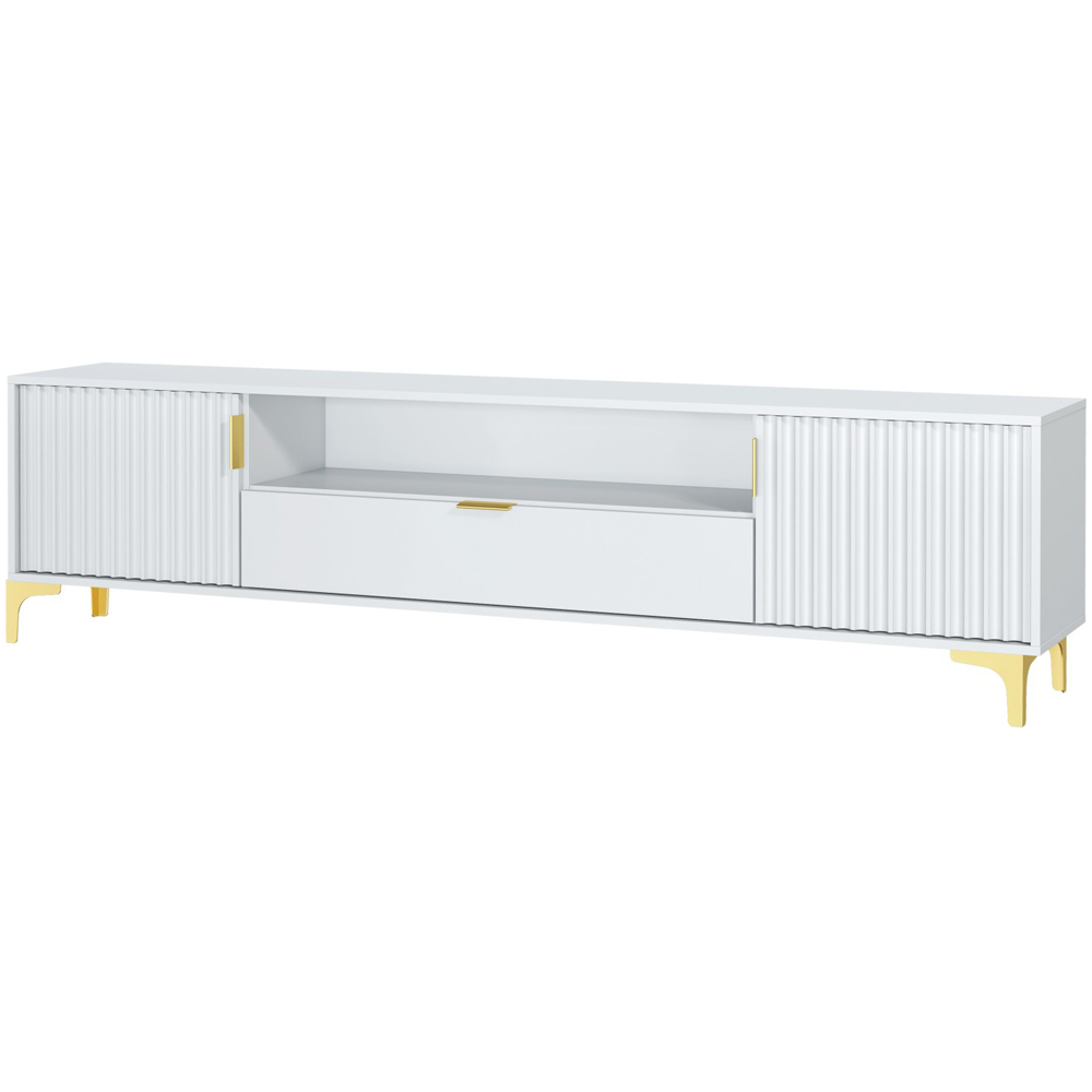 Creative Furniture Tide Crest White and Gold 2 Door Single Drawer TV Unit Image 2