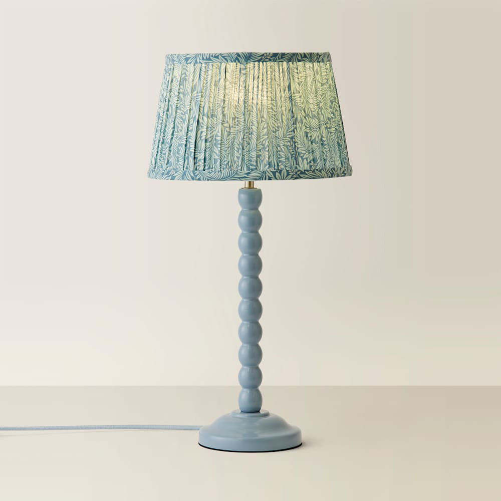 ValueLights Leaf Pleated Shade Pastel Blue Bobbin LED Table Lamp with Bulb Image 4