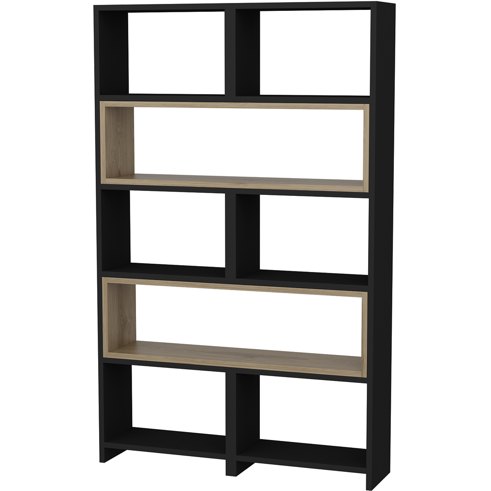 Decorotika Poyraz 8 Shelf Black Oud Oak Bookcase Image 2