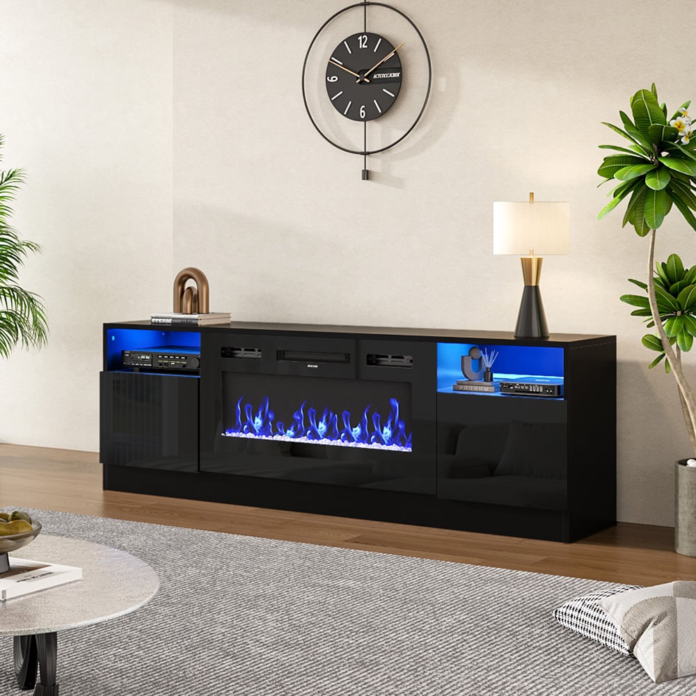 Living and Home 36 Inch Electric Fireplace Black Surround Set TV Stand with 3 Flame Colours Image 7