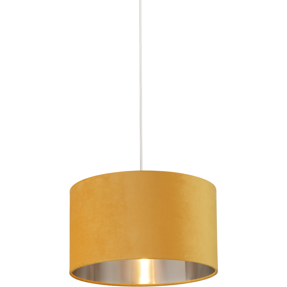 Lighting Collection Ochre Silver Inner Velvet Drum Shade 35cm Image 3