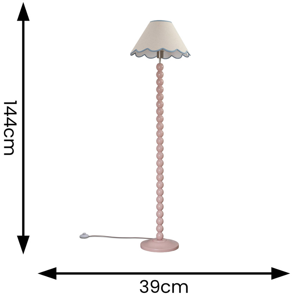 ValueLights Bobbins Blue Scallop Shade Rose Pink LED Floor Lamp Image 6