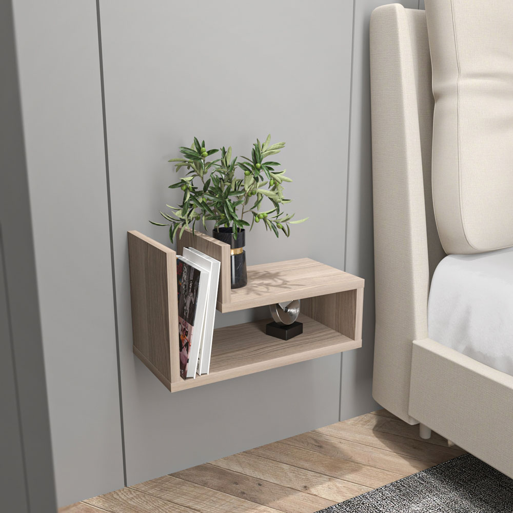 Decorotika Lara 2 Shelf Cordoba L Shaped Floating Bedside Table Image 5