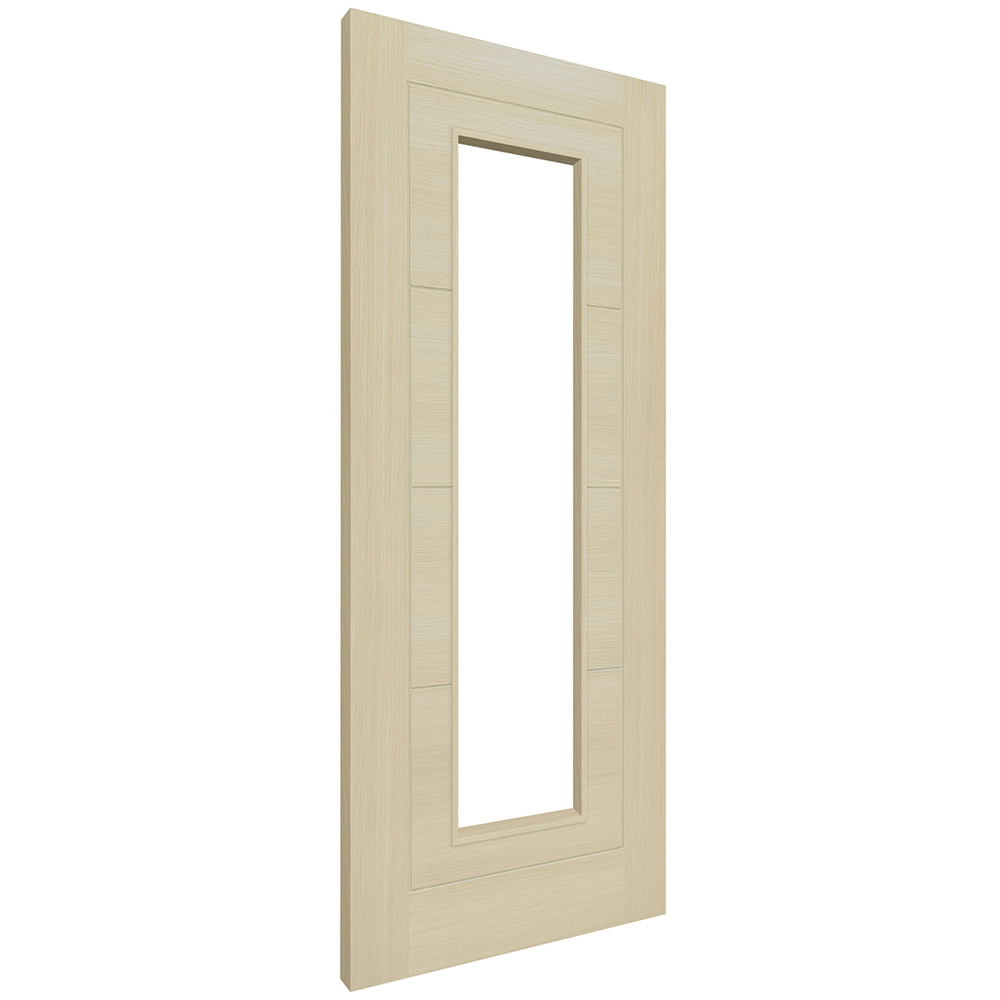Blonde Oak Fully Finished Laminate Ladder Clear Glass Internal Door 1981 x 838 x 35mm Image 3