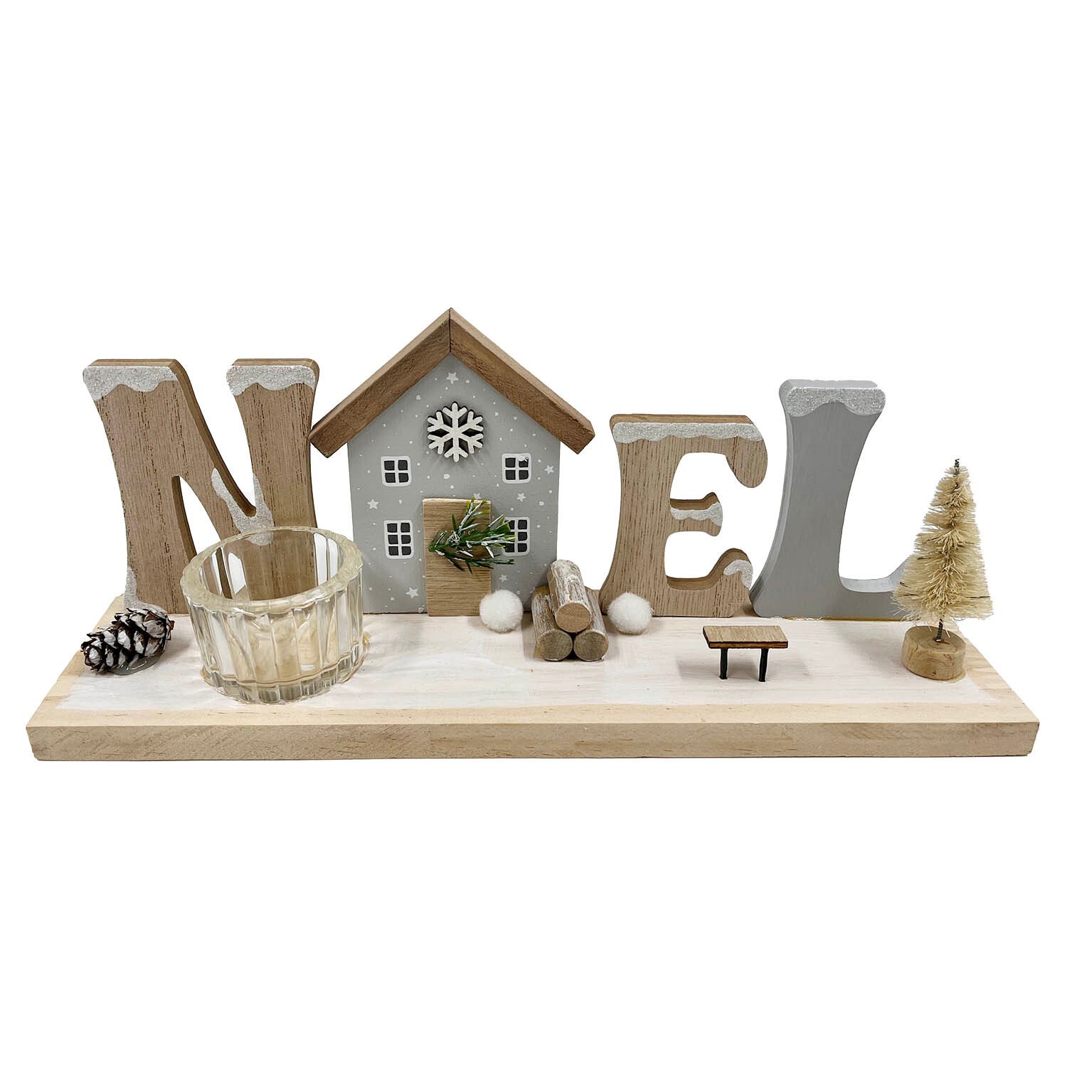 Wooden Noel Tea Light Holder Natural Image 5