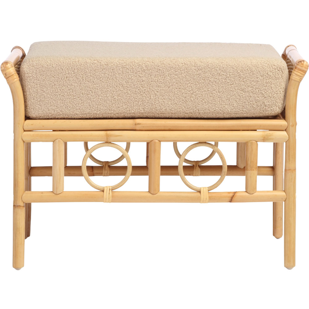 Desser Furniture Bejing Natural Rattan Latte Boucle Footstool Image 3