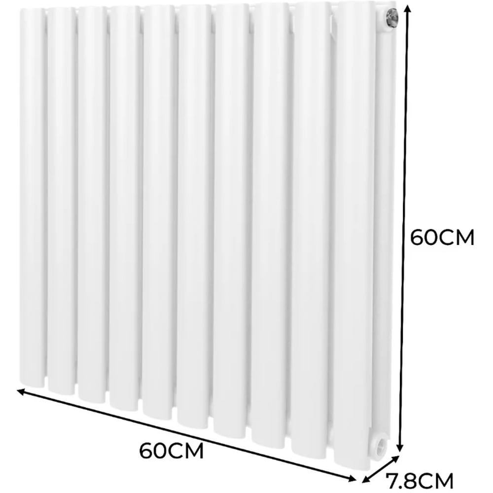 Monster Shop 2648BTU White Oval Column Radiator 600 x 600mm Image 6
