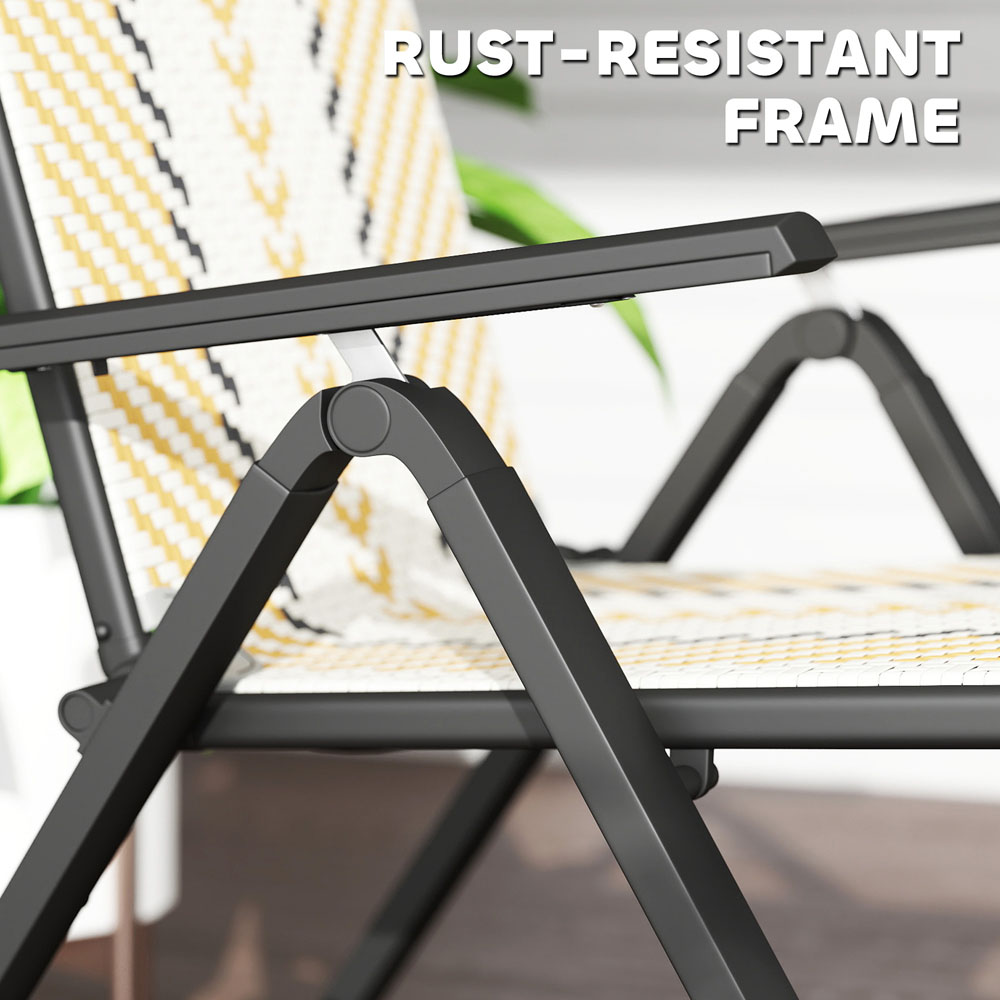 Outsunny Set of 2 Orange Rattan 5 Position Adjustable Folding Garden Chair Image 8