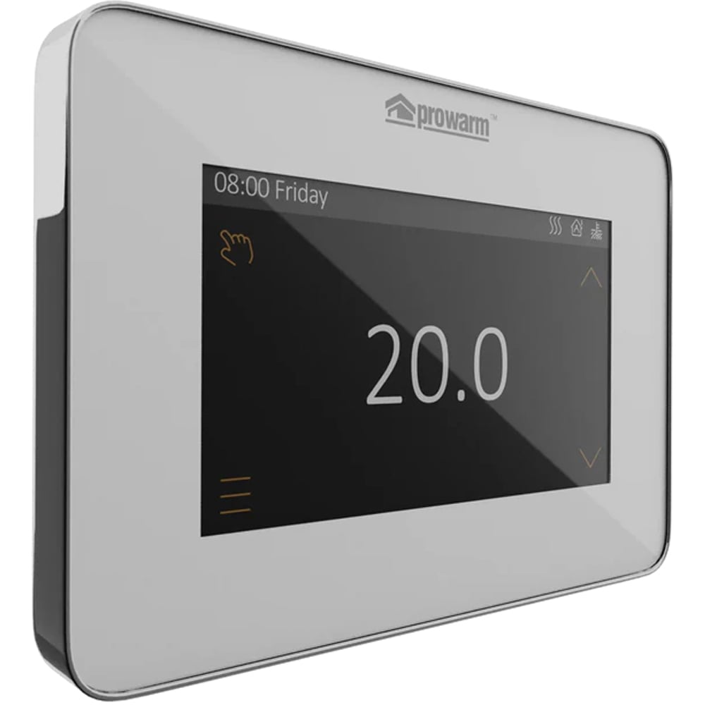 ProWarm Touchscreen E White Chrome WiFi V2 Electric and Water Thermostat Image