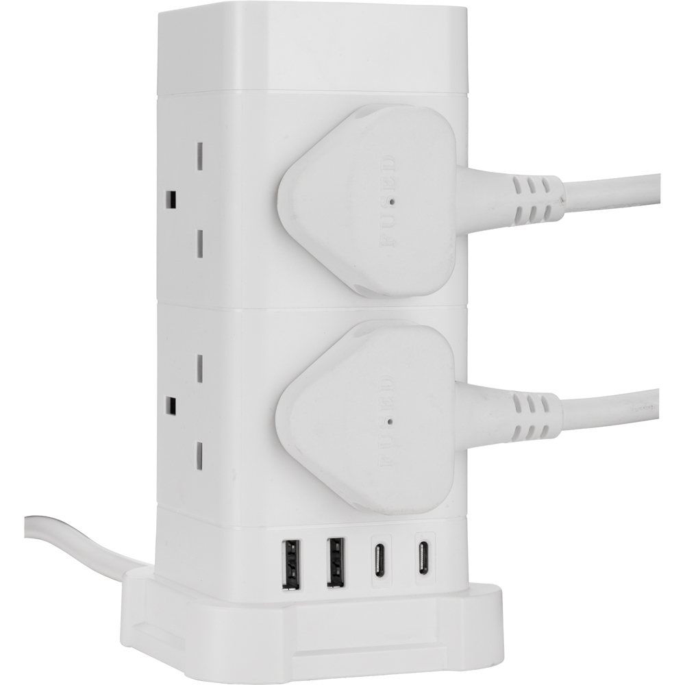 TCP 8 AC Socket Tower Cube Extension Lead with 2 USB-A and 2 USB-C Port Image 4