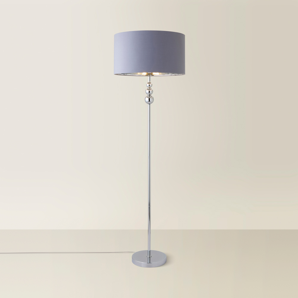 ValueLights Marissa Reni Grey Shade and Chrome Ball LED Floor Lamp Image 5