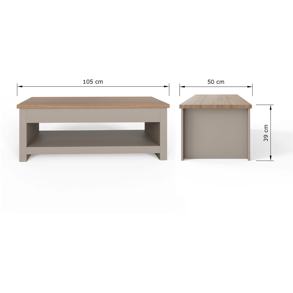 GFW Lancaster Grey Lift Up Coffee Table Image 9